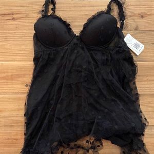 2pc Lingerie Set! Black Babydoll top with Polka dots